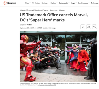 “Super Hero” Trademarks Canceled